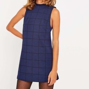 Cooperative | Navy & Black | Grid Mini Shift Dress